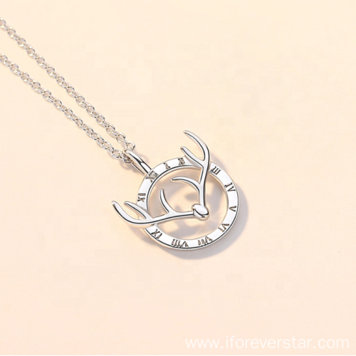 Fashion 925 sterling silver antler men necklace